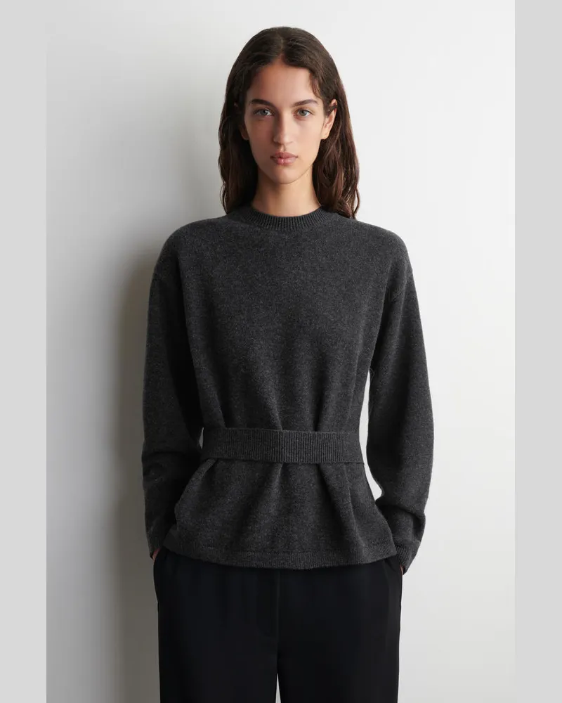 COS Pullover Aus Merinowolle Mit Gürteldetail Grau
