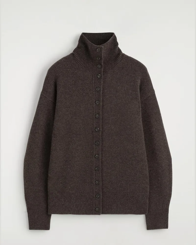 COS Strickjacke Aus Kaschmir Mit Stehkragen Braun