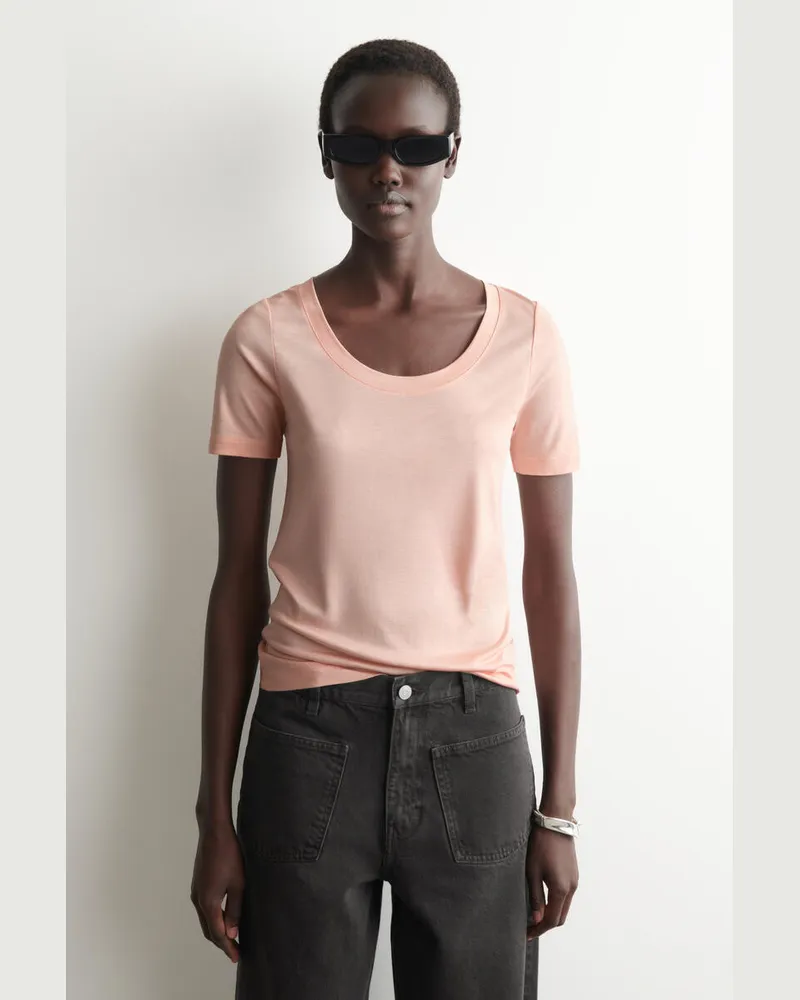 COS Schmales T-Shirt Aus Seide Rosa