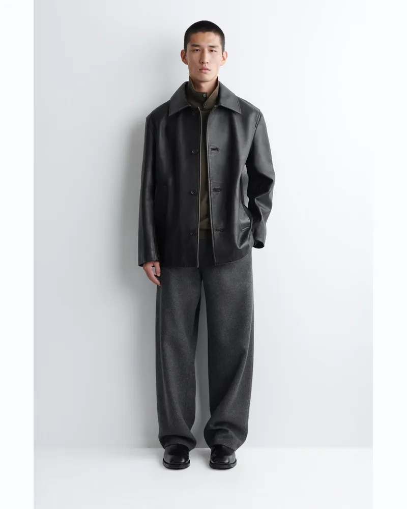 COS Jacke Aus Brüniertem Leder Schwarz