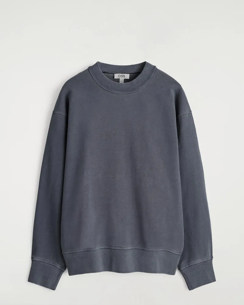 COS Lockeres Sweatshirt Aus Vorgewaschener Baumwolle Blau