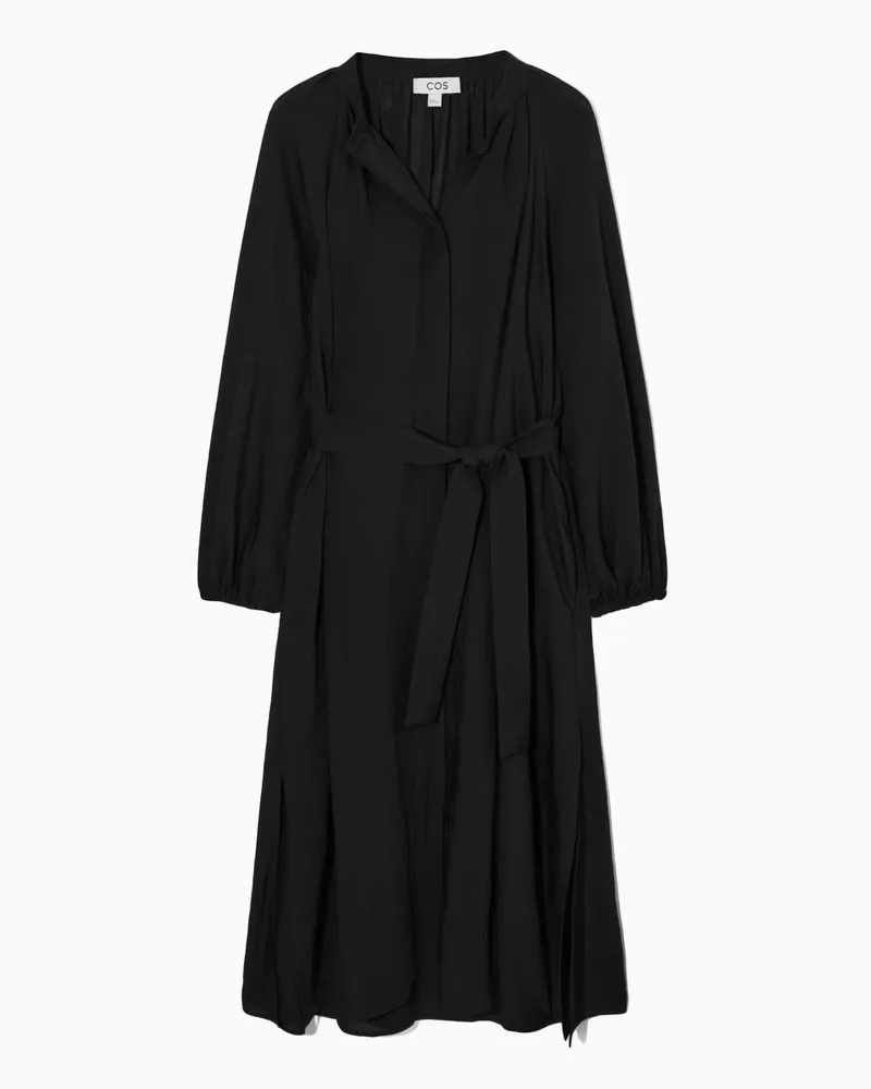 COS Hemdblusenkleid In Midilänge Mit Gürtel Schwarz