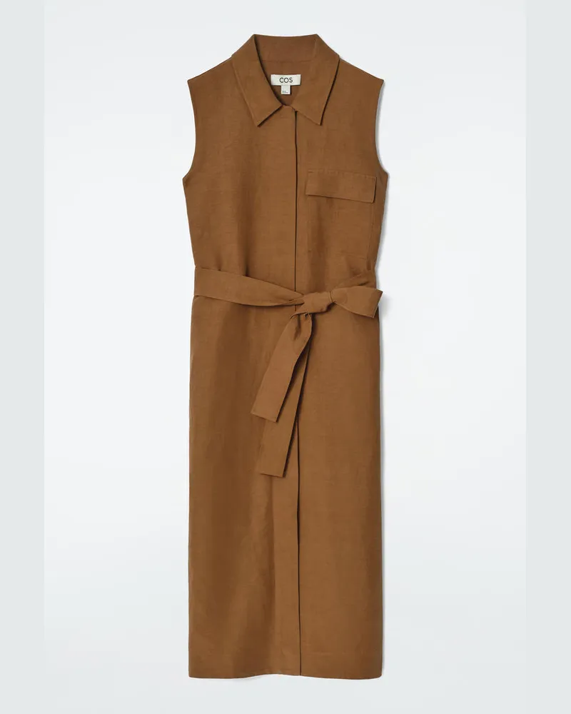 COS Ärmelloses Utility-Hemdkleid In Midilänge Beige