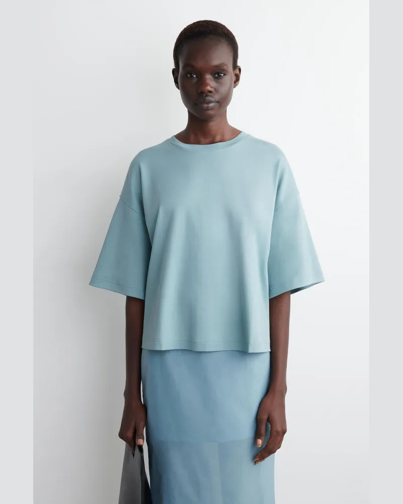 COS Kastenförmiges Oversized-T-Shirt Blau