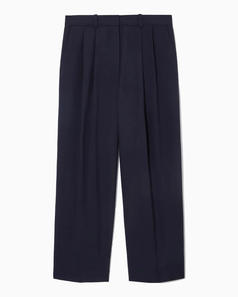 COS Lockere Elegante Wollhose Mit Weitem Bein Blau