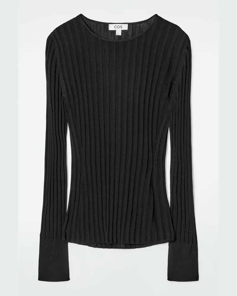 COS Langarmshirt Aus Rippstrick Schwarz