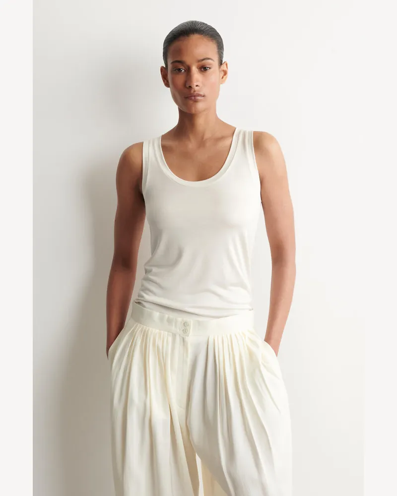 COS Tanktop Aus Seiden-Jersey Mit Tiefem Ausschnitt Weiß