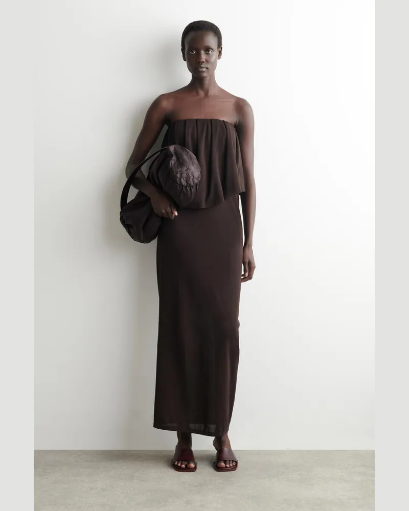 COS Mehrlagiges Bandeau-Maxikleid Braun