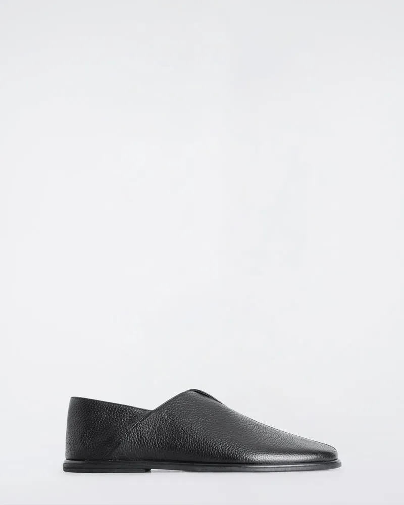 COS Mules Aus Genarbtem Leder Schwarz