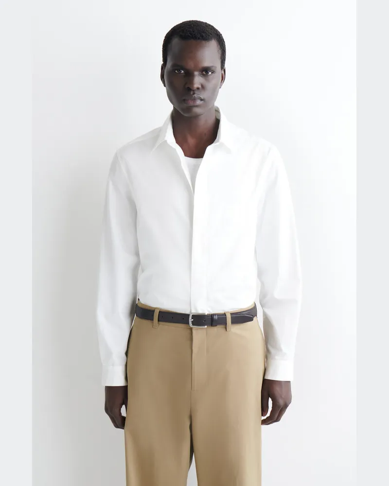 COS Schmales Hemd Aus Pima-Baumwolle Mit Taschendetail Weiß