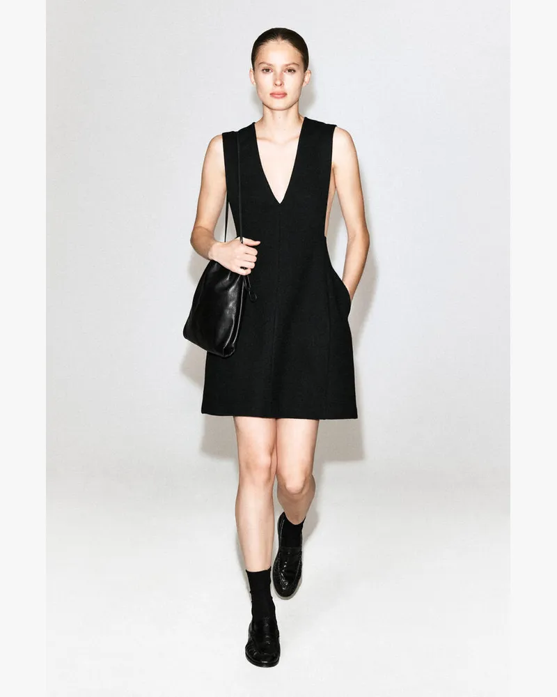 COS Mini-Schürzenkleid Aus Gekochtem Woll-Mix Schwarz