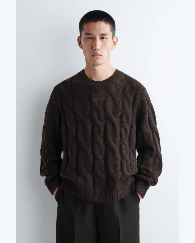 COS Pullover Aus Woll-Mix Mit Rundhalsausschnitt Braun