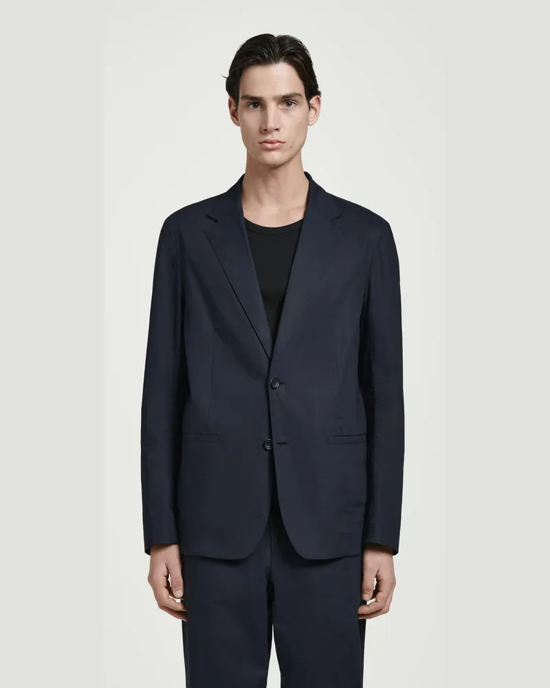 COS Lockerer Einreihiger Blazer Aus Baumwolle Blau