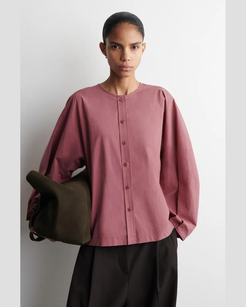 COS Bluse Aus Pima-Baumwolle Mit Falten Rot