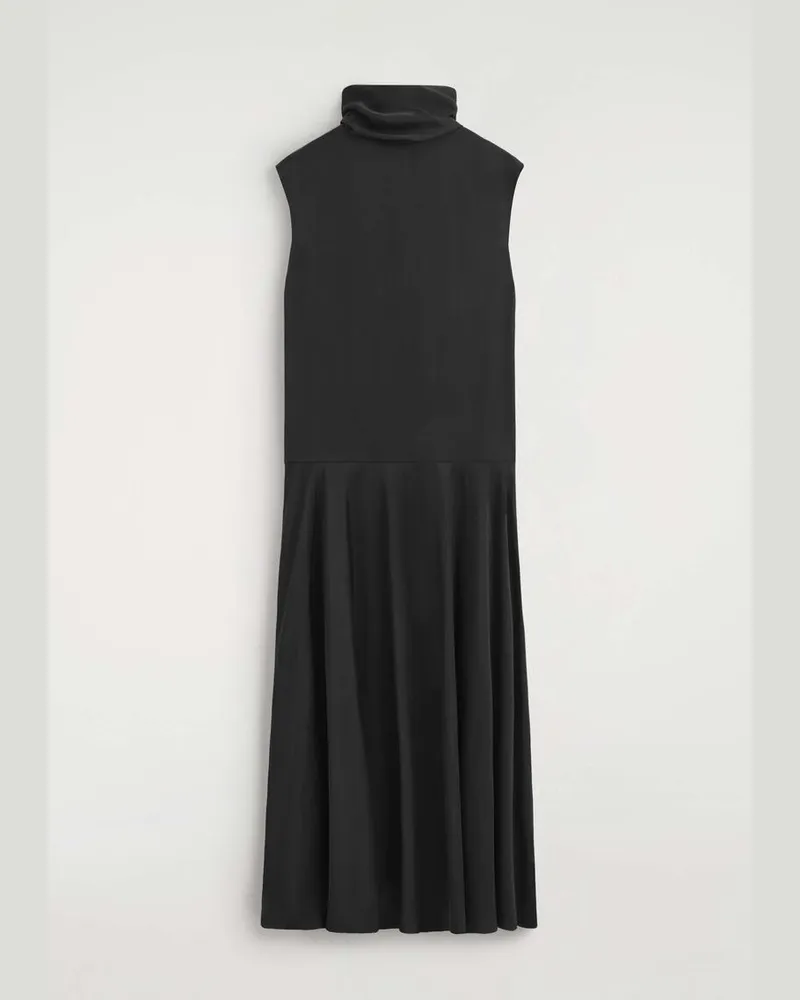 COS Maxikleid Aus Satin Mit Schaldetail Schwarz