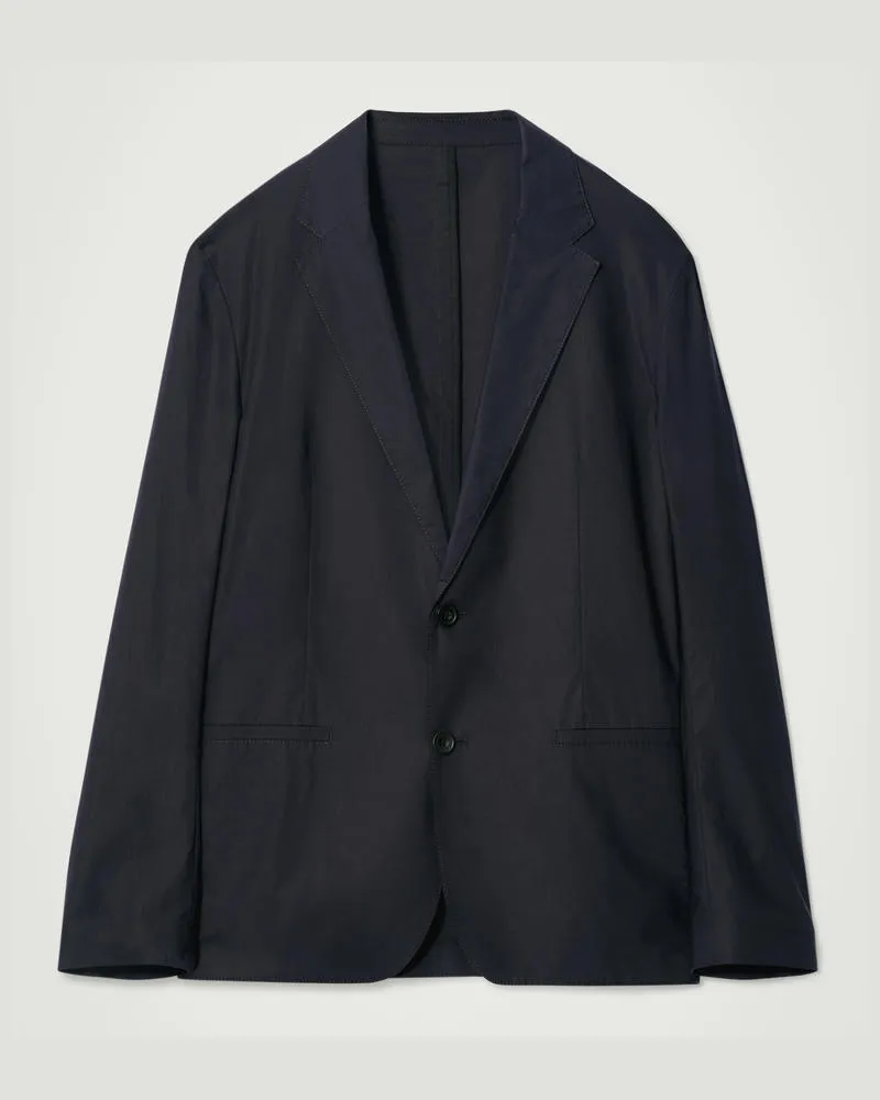 COS Lockerer Einreihiger Blazer Aus Baumwolle Blau