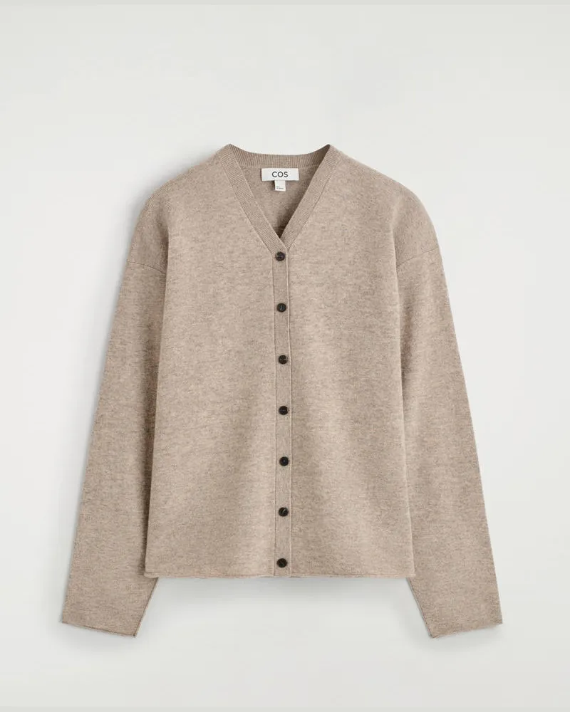 COS Strickjacke Aus Merinowolle Mit V-Ausschnitt Beige