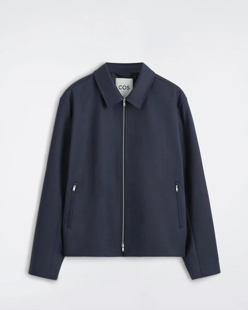 COS Elegante Wolljacke Mit Reissverschluss Blau