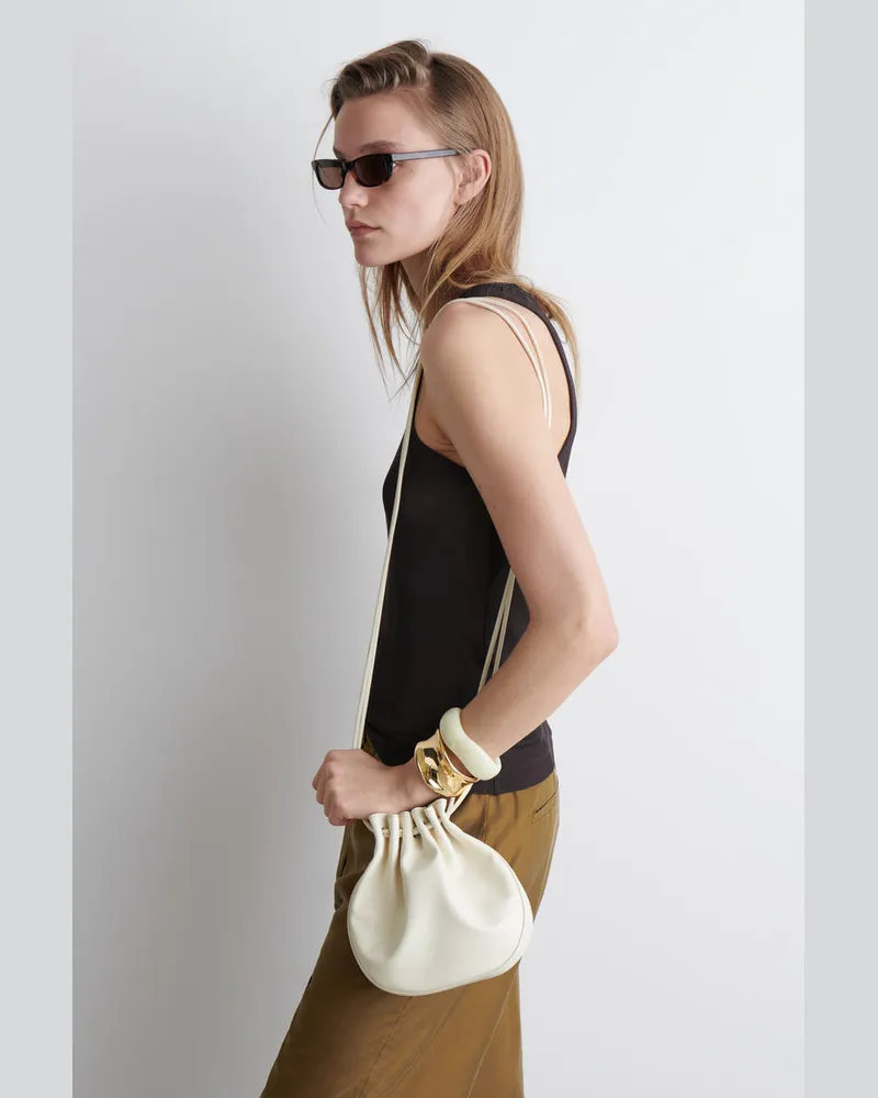 COS Beuteltasche Mit Raffungen - Leder Weiß