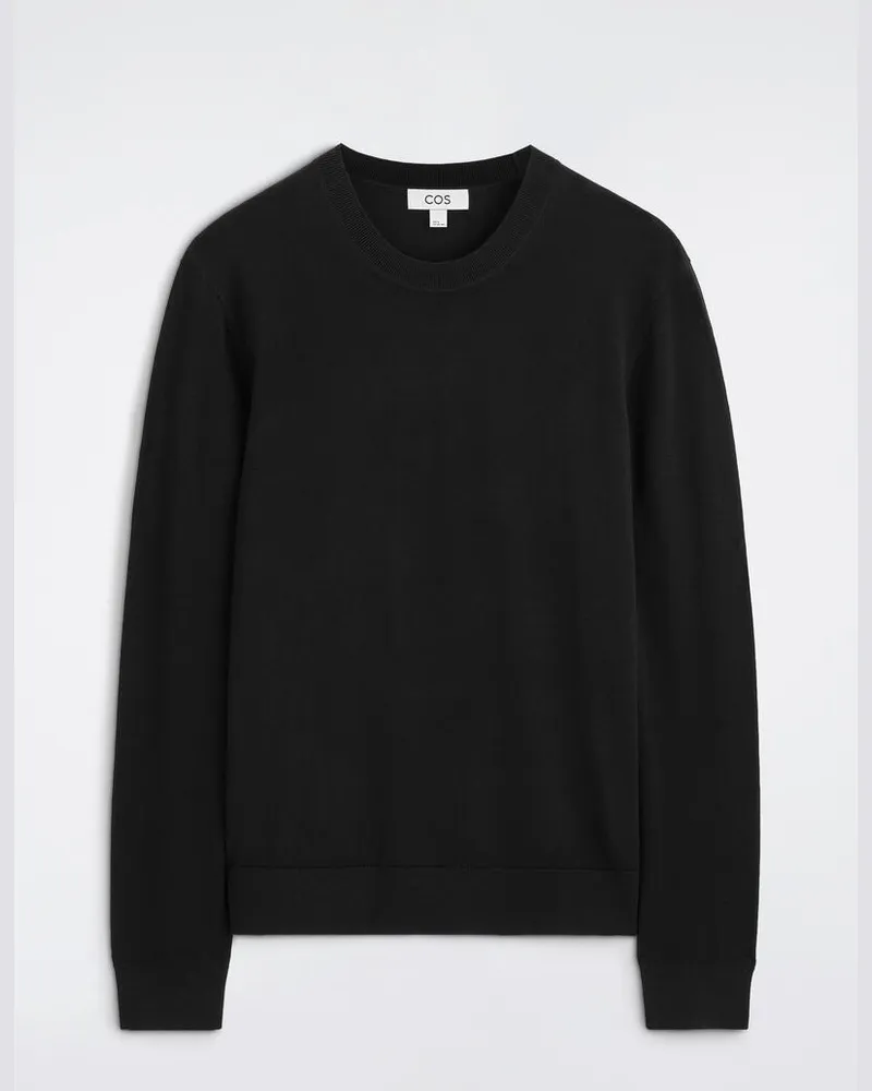 COS Schmaler Merinowollpullover Mit Rundhalsausschnitt Schwarz