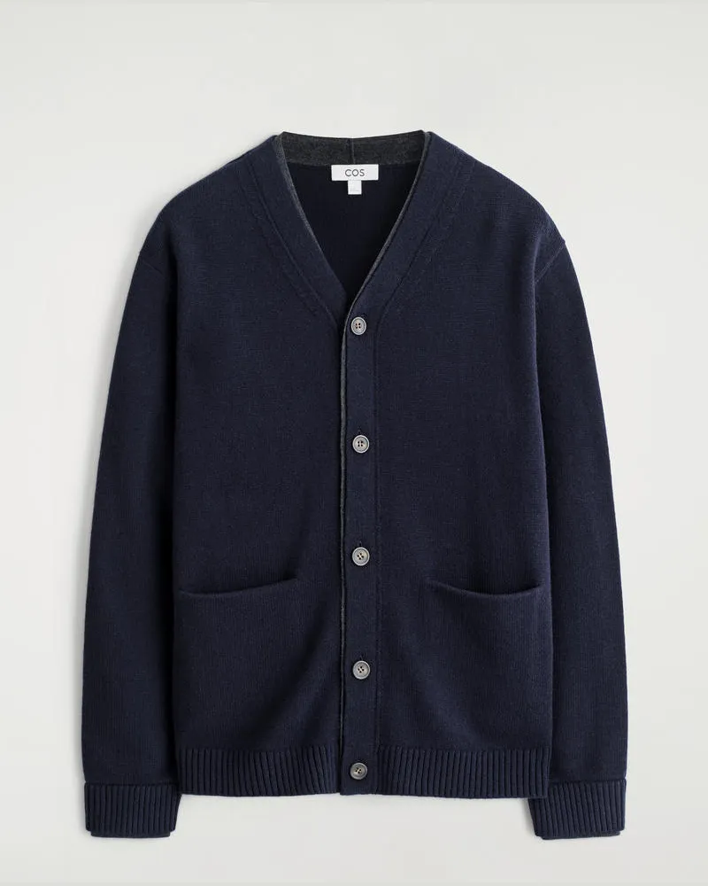 COS Strickjacke Aus Merinowolle Blau