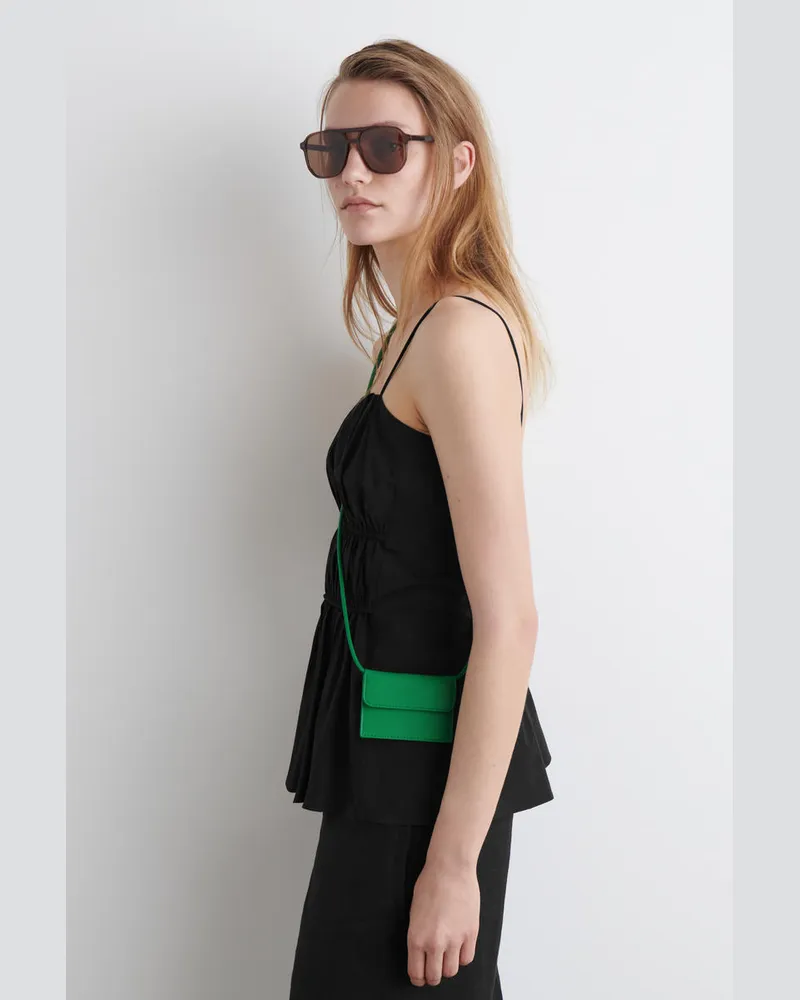 COS Umhänge-Kartenetui Aus Leder Grün