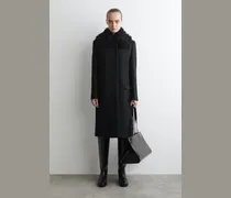 Langer Wollmantel Mit Shearling-Kragen