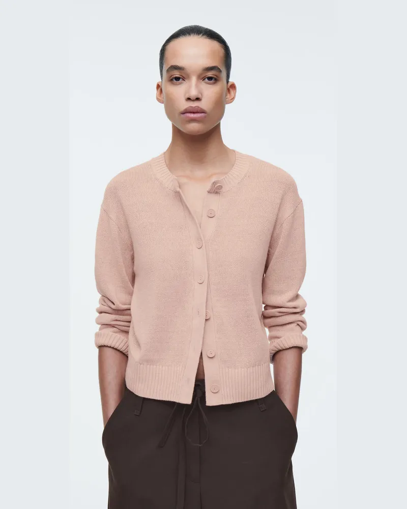 COS Strickjacke Aus Leinen Rosa