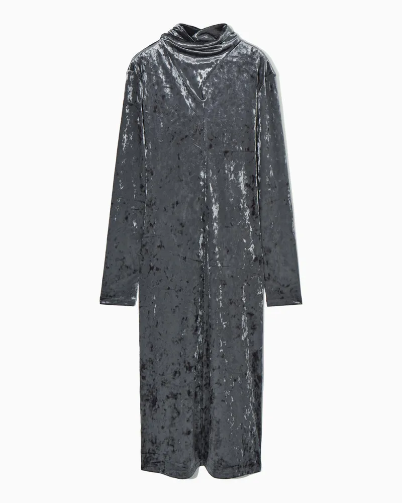 COS Midikleid Aus Samt Mit Rückenausschnitt Schwarz