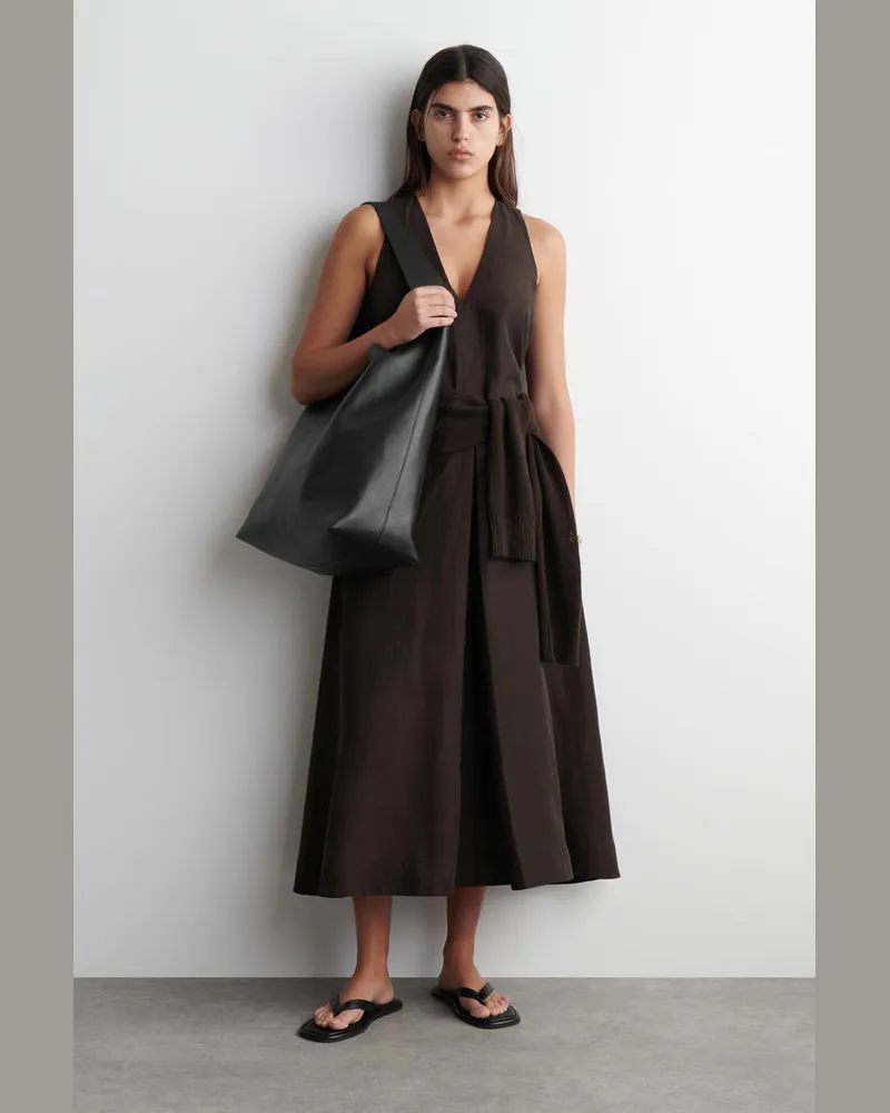 COS Serif Tote Bag - Leder Schwarz