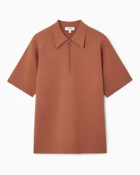 COS Doubleface-Poloshirt Mit Reissverschluss Rostbraun