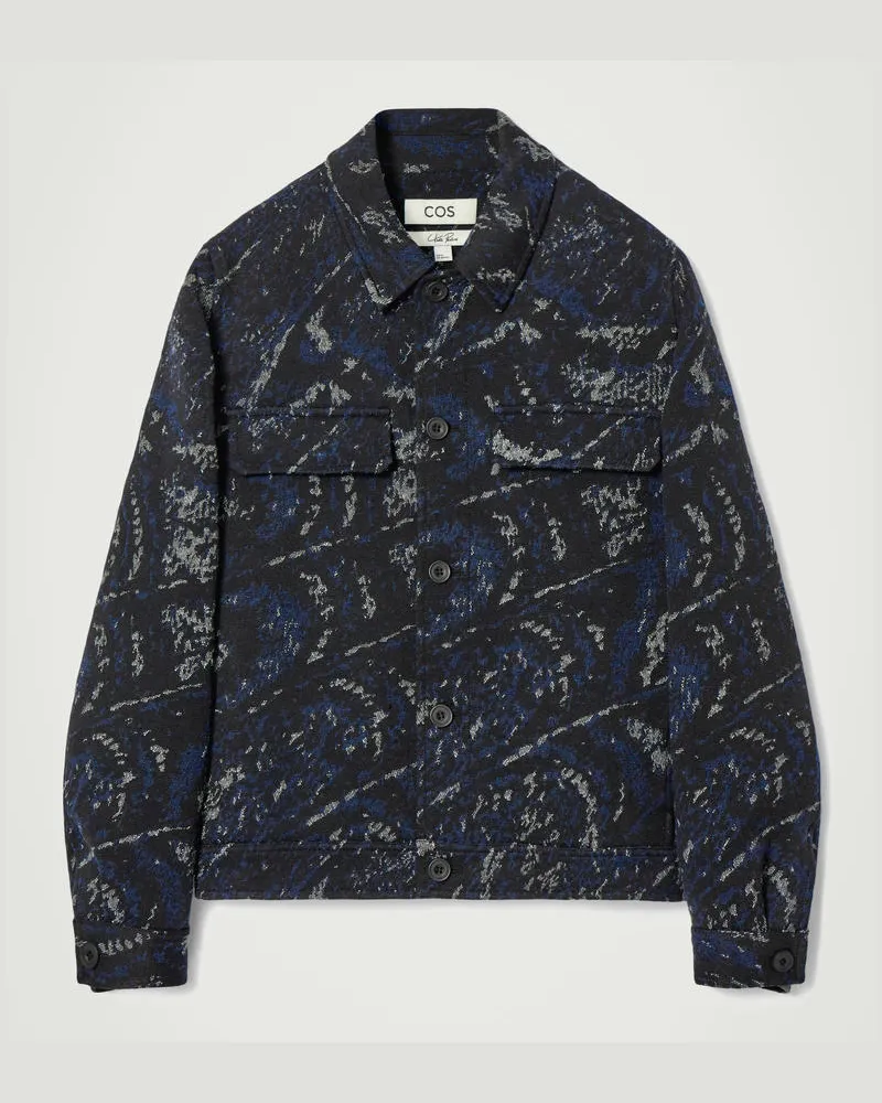 COS Lockere Hemdjacke Aus Jacquard Aus Woll-Mix Blau