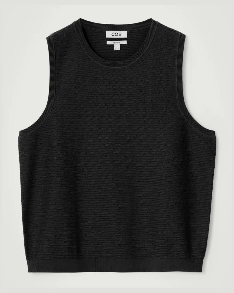 COS Strukturiertes Tanktop Aus Baumwolle Schwarz