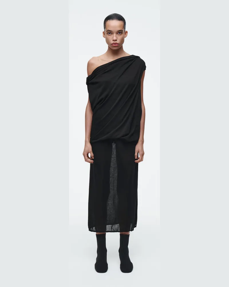 COS Durchscheinender Strickrock Schwarz