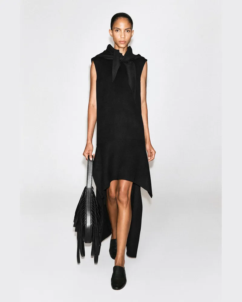 COS Kleid Aus Doubleface-Wolle Mit Tiefer Taille Schwarz