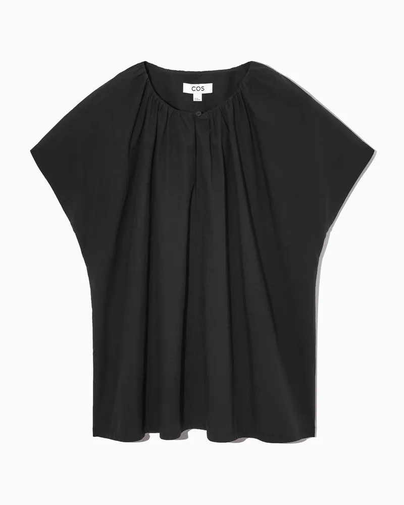 COS Bluse Mit Flügelärmeln Und Raffungen Schwarz