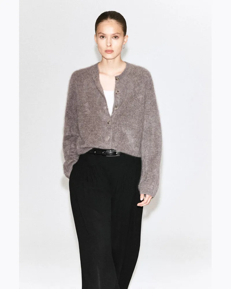 COS Brushed-Cashmere Crew-Neck Cardigan Beige