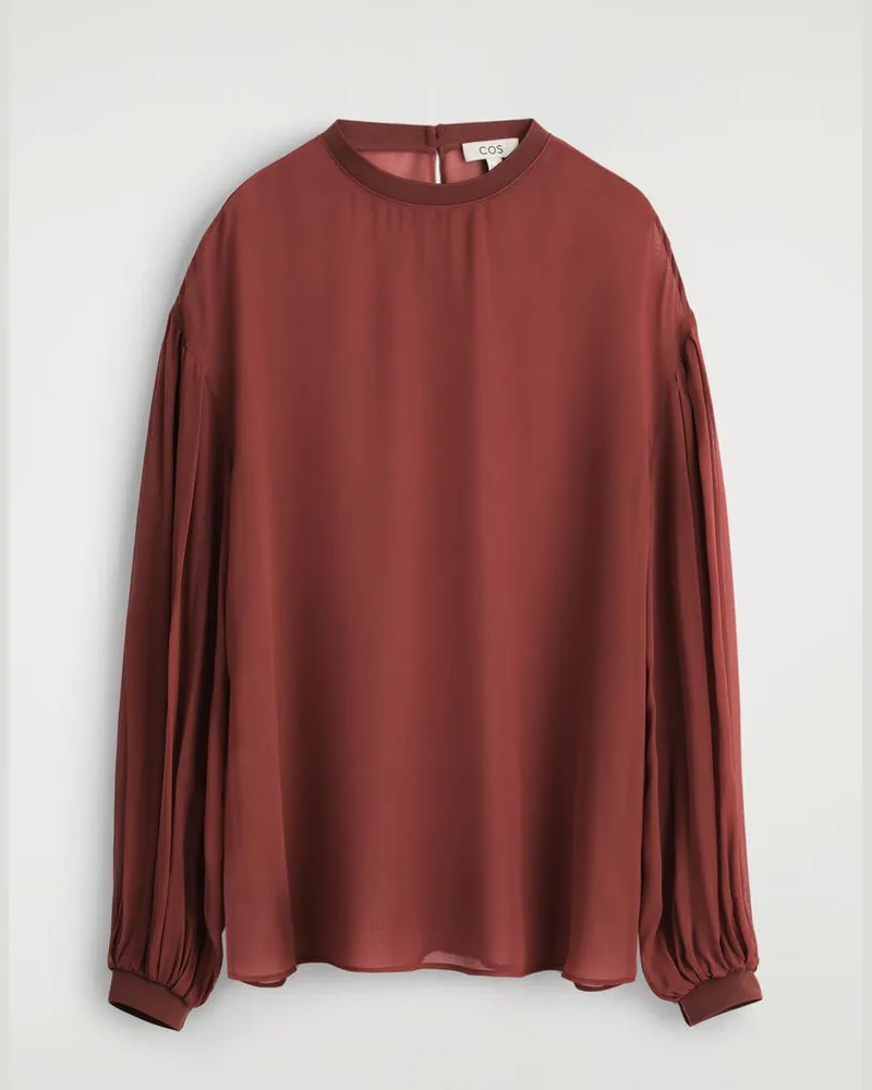 COS Transparente Bluse Mit Ballonärmeln Rot