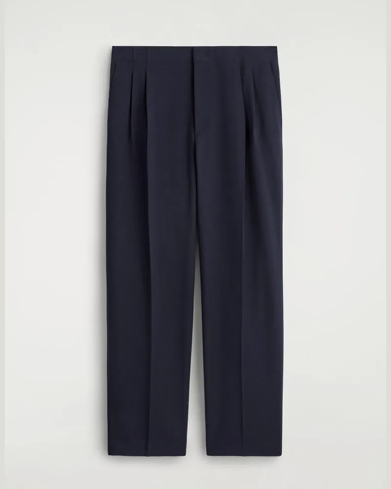 COS Hose Aus Woll-Mix Mit Geradem Bein Und Falten Blau