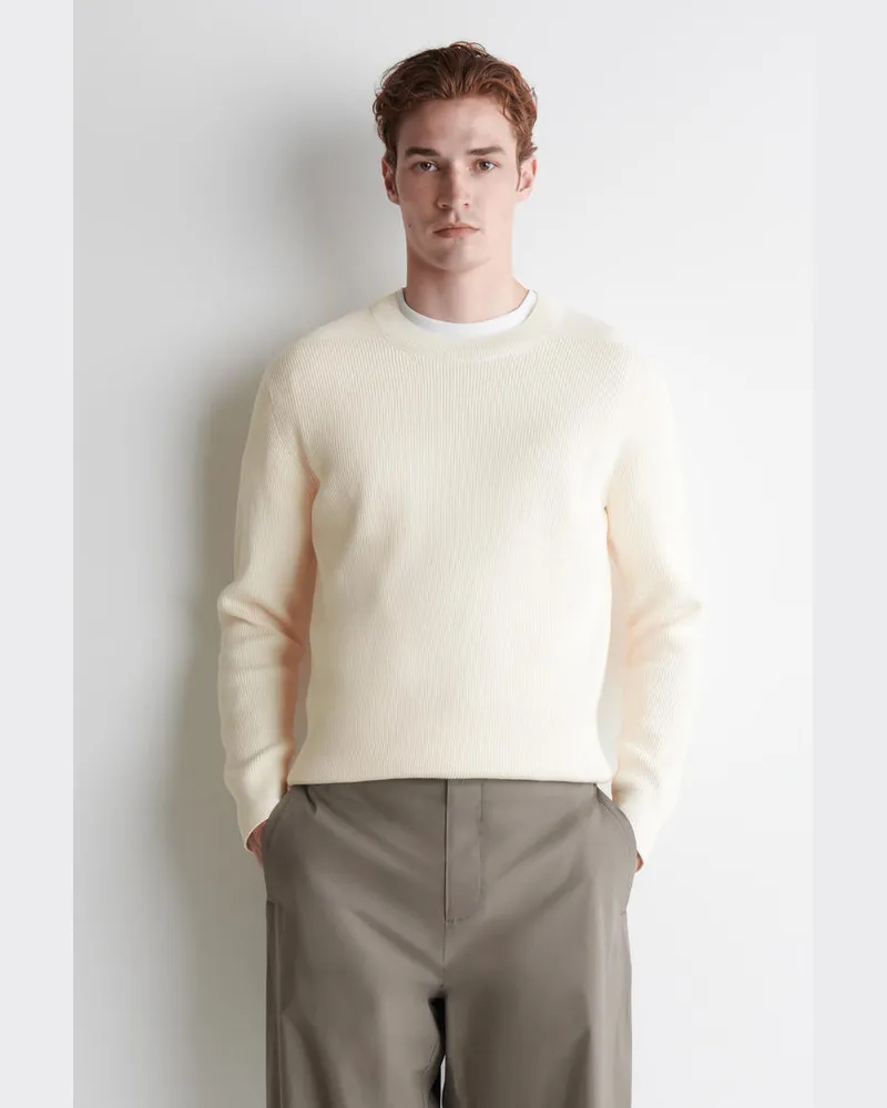 COS Pullover Aus Baumwolle Mit Rundhalsausschnitt Weiß