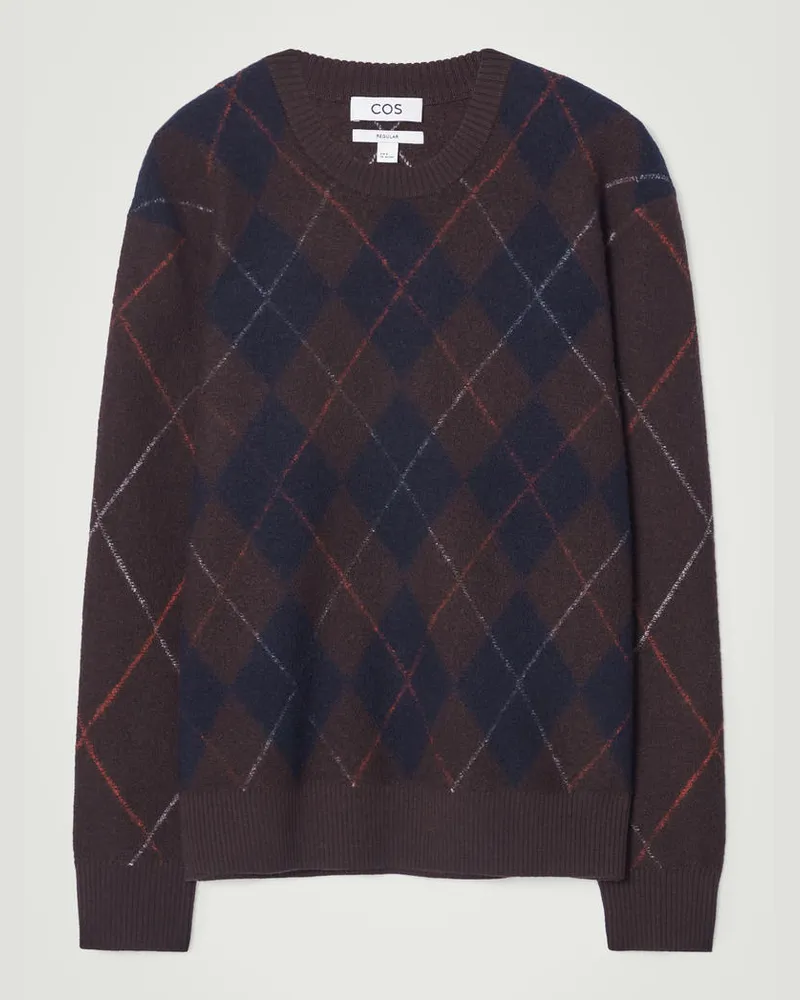 COS Pullover Aus Gekochter Wolle Mit Argyle-Muster Braun