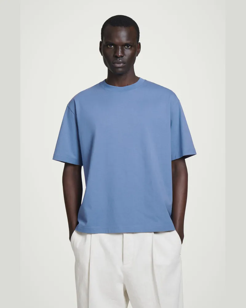 COS Lockeres Leichtes Baumwoll-T-Shirt Blau