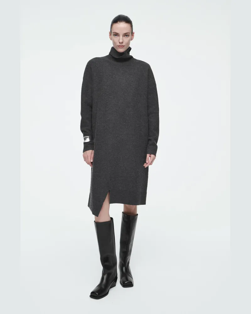 COS Asymmetrisches Kleid Aus Merinowolle Grau