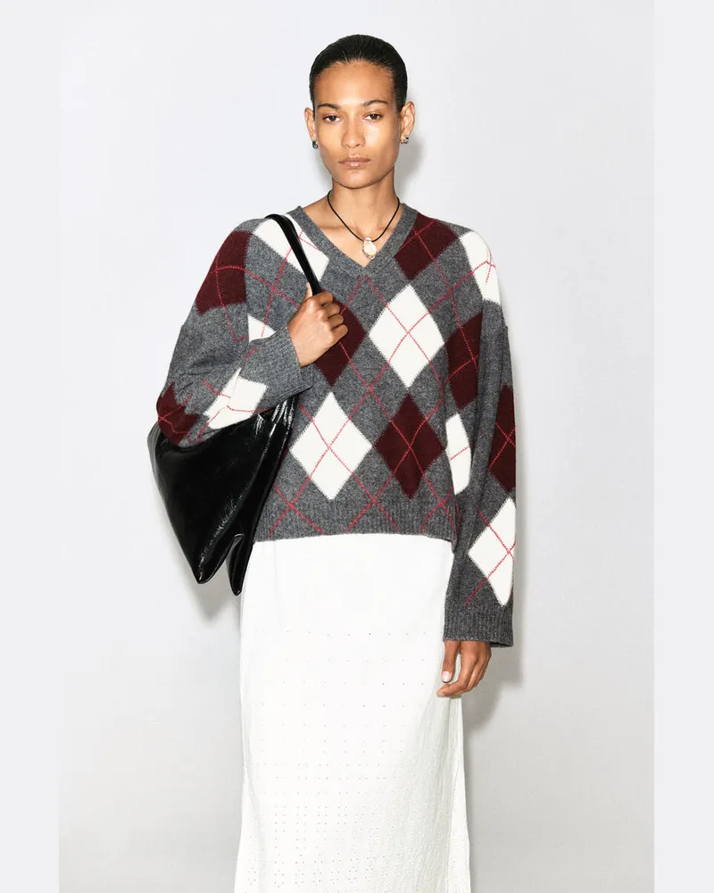 COS Pullover Aus Woll-Alpaka-Mix Mit V-Ausschnitt Grau