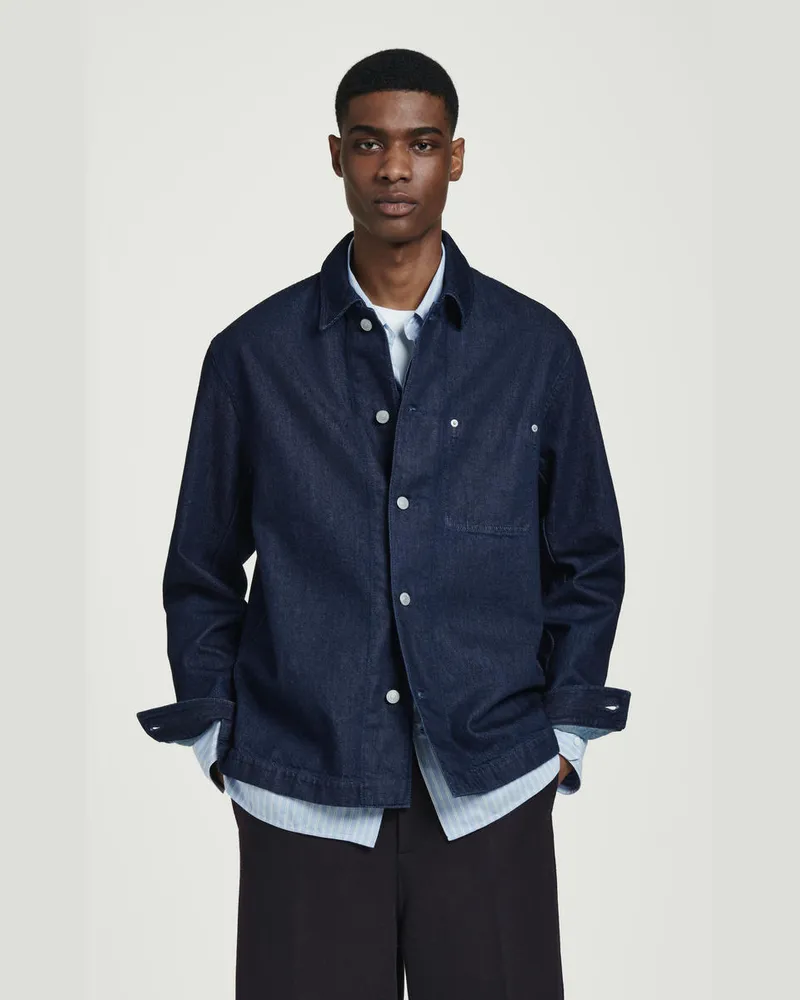 COS Lockere Hemdjacke Aus Denim Blau