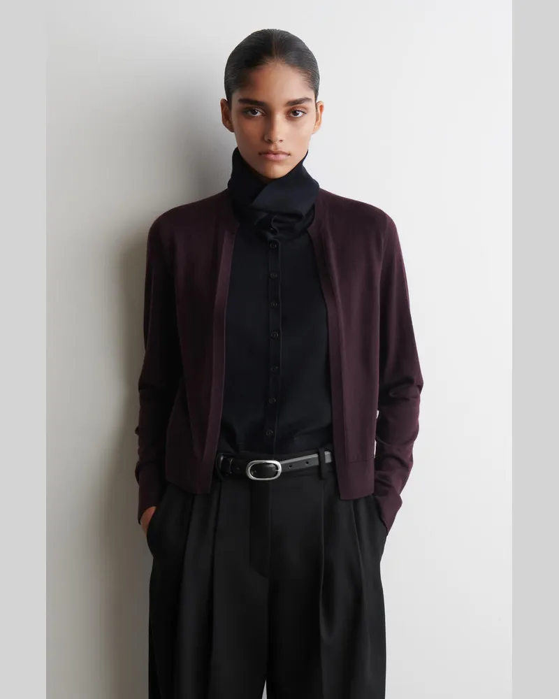 COS Strickjacke Aus Merinowolle Mit Hohem Kragen Blau