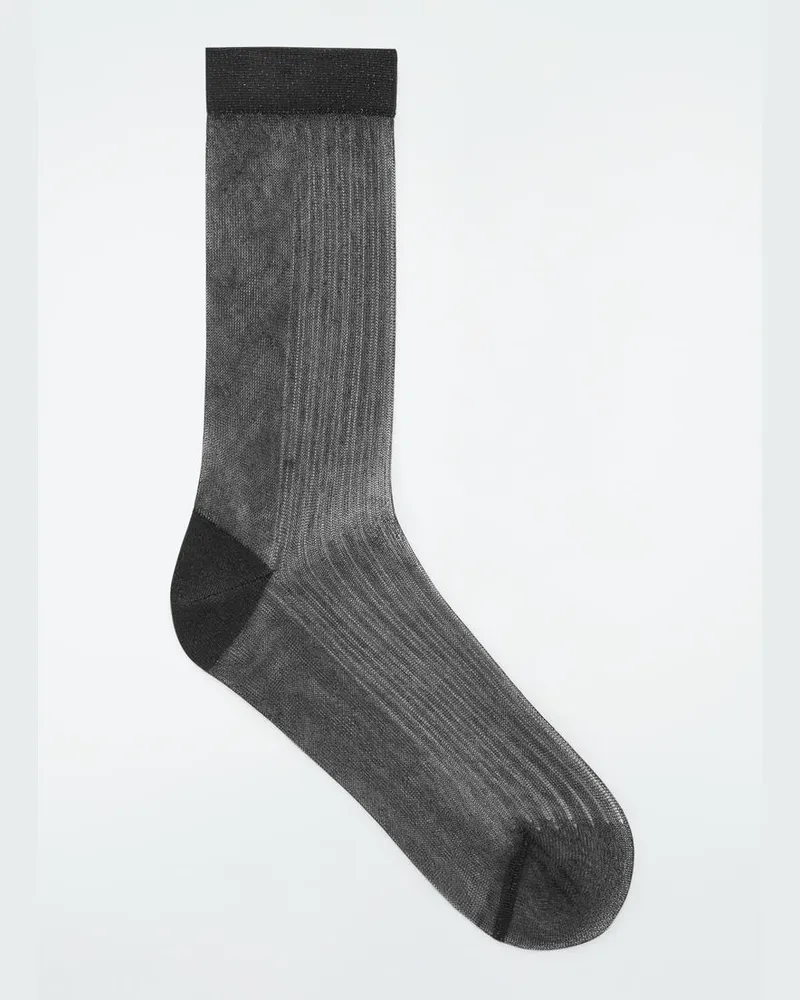 COS Dünne Gerippte Socken Schwarz
