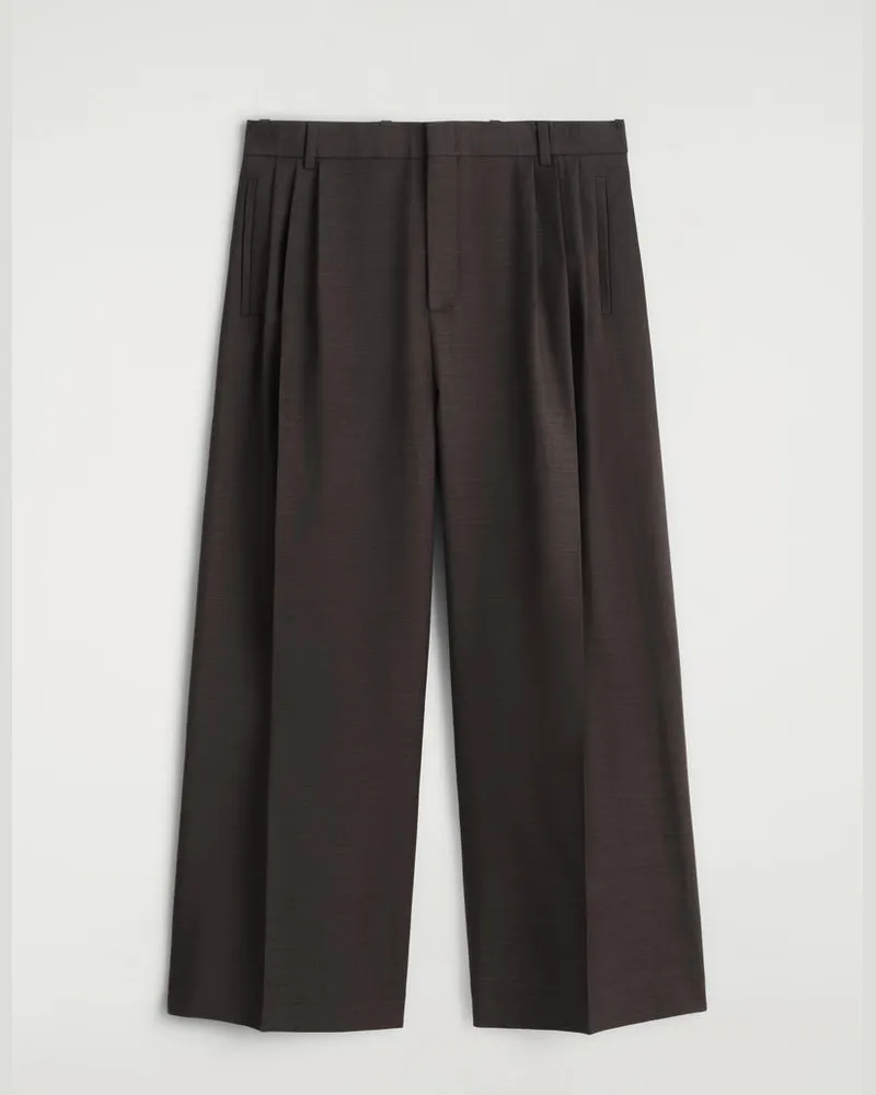 COS Wollhose Mit Weitem Bein Und Falten Braun