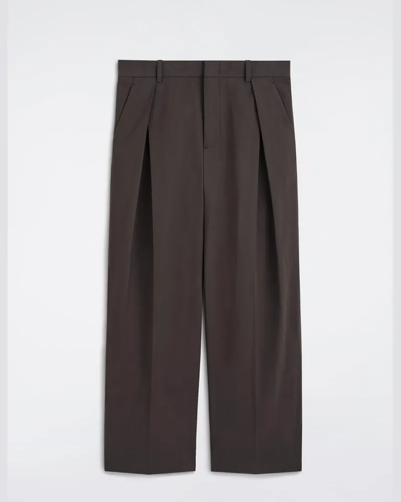COS Lockere Baumwollhose Mit Weitem Bein Und Falten Braun