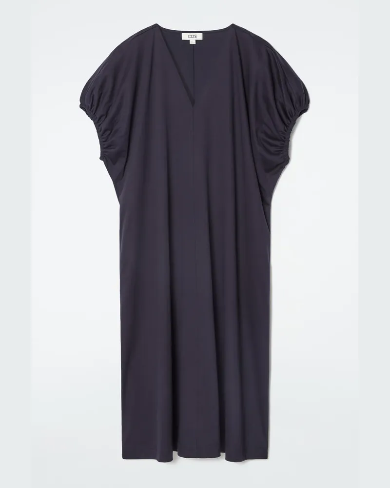 COS Oversized-Kleid Mit Raffungen Und V-Ausschnitt Blau